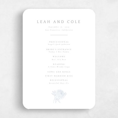 White Rounded Wedding Program - Peonia