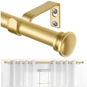 TONIAL Curtain Rod 32 to 58 Inch, Telescoping Splicing 3/4 Drapery Rods for Windows Decorative Single Rod with Small Cap End, Antique Gold