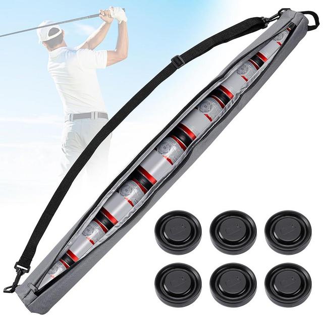 Upgraded Golf Beer Sleeve with 6 Ice Pucks-7 Cans Beer Cooler Sleeves for Golf Bags, Ideal Men's Gift for Father's Day