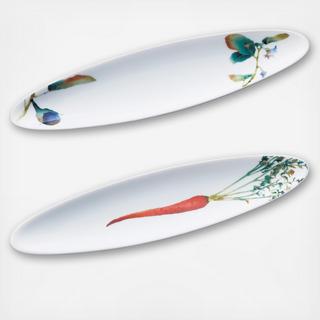 Kyoka Shunsai Oval Plate, Set of 2