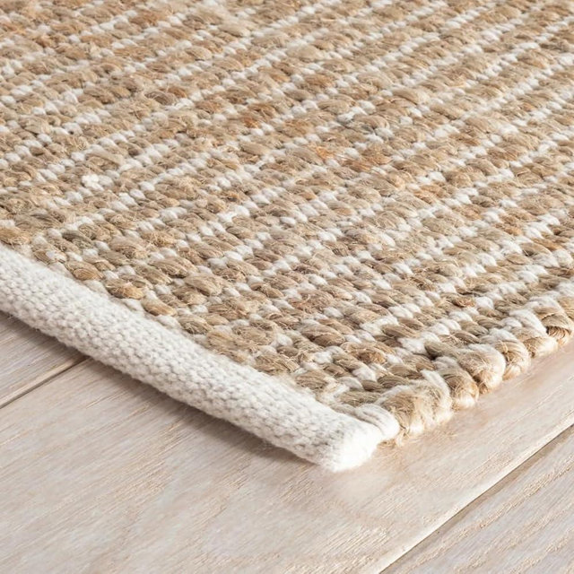 S & L Homes Jute Pulse Handwoven Natural Area Rug for Living Room Bedroom Kitchen Hallway Entryway- Rustic Vintage Farmhouse Decor - (6' x 9' Natural Ivory)