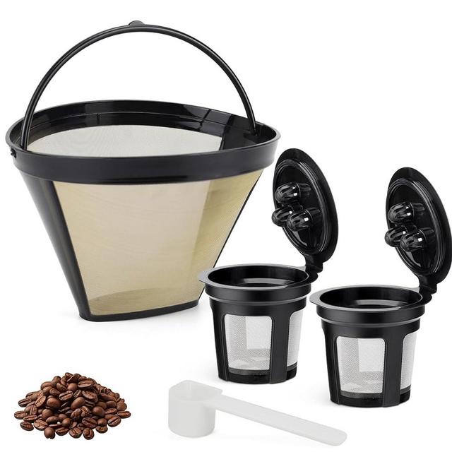 Feilifan Reusable Coffee Filter and K Cup Reusable Pod for Ninja Dual Brew Coffee Maker, Replacement Parts Compatible with Ninja CFP201 CFP300 CFP301 CFP305 CFP400 CFP451 (3 Pack)