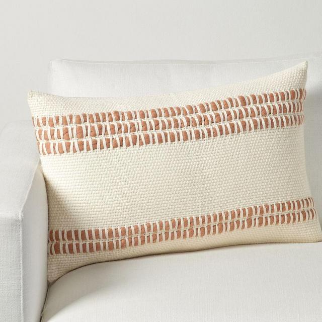 Reed Striped Lumbar Pillow Cover, 16" x 26", Adobe