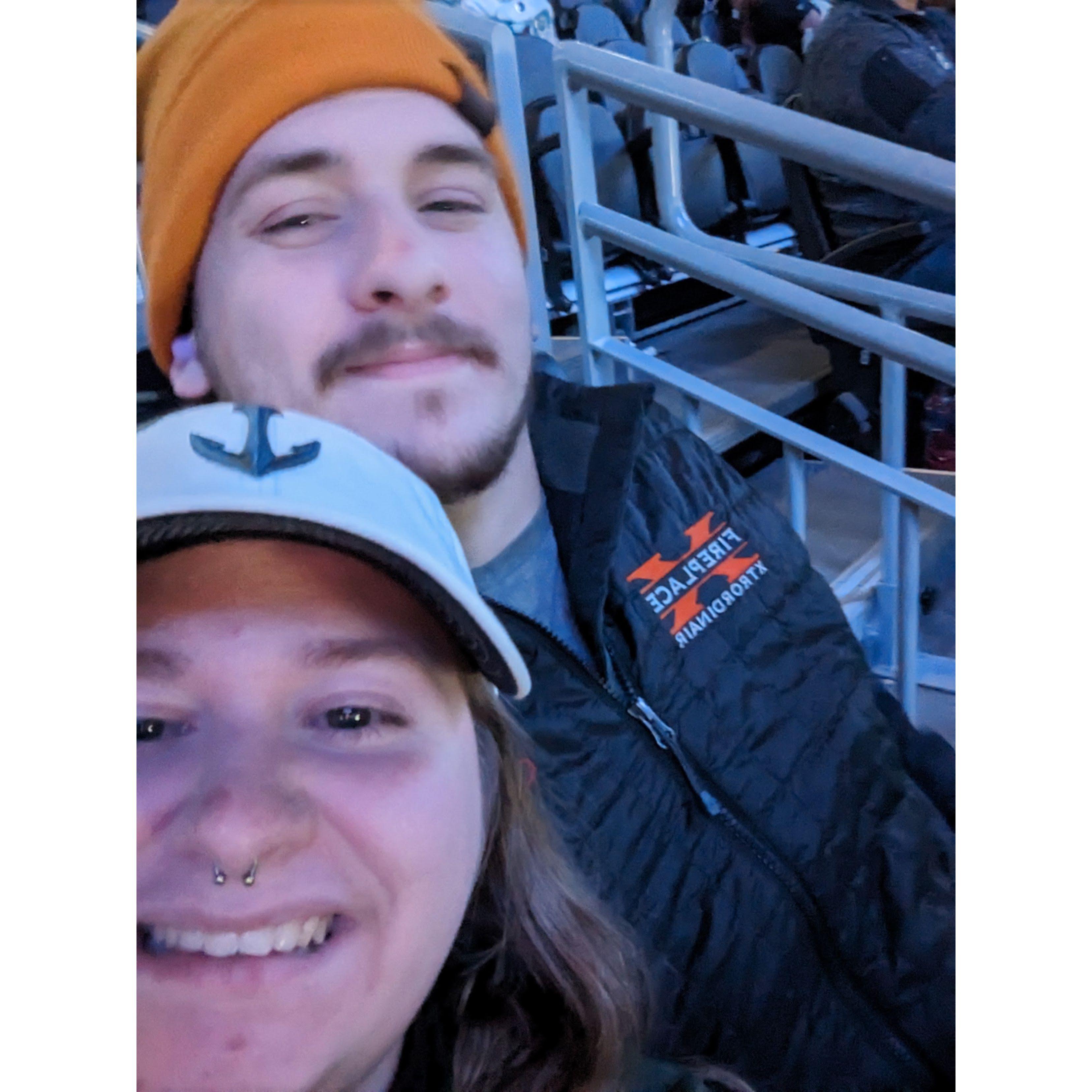 our first kraken game! the very same game where the legendary kip rumens caught a stray puck!