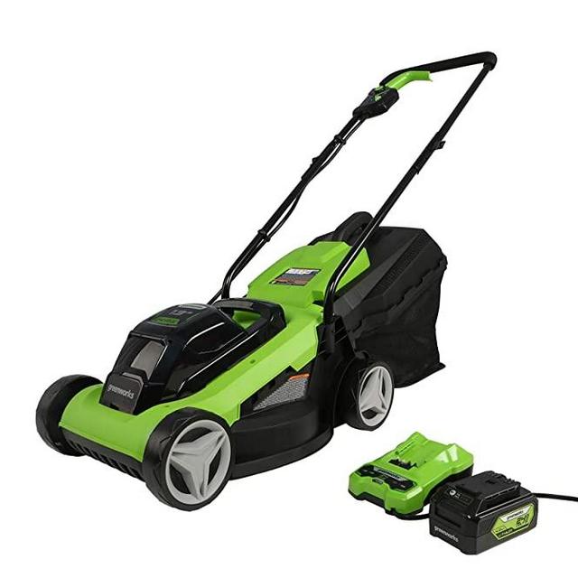 Greenworks 24V 13" Lawn Mower, 4Ah USB Battery and Charger Included MO24B410