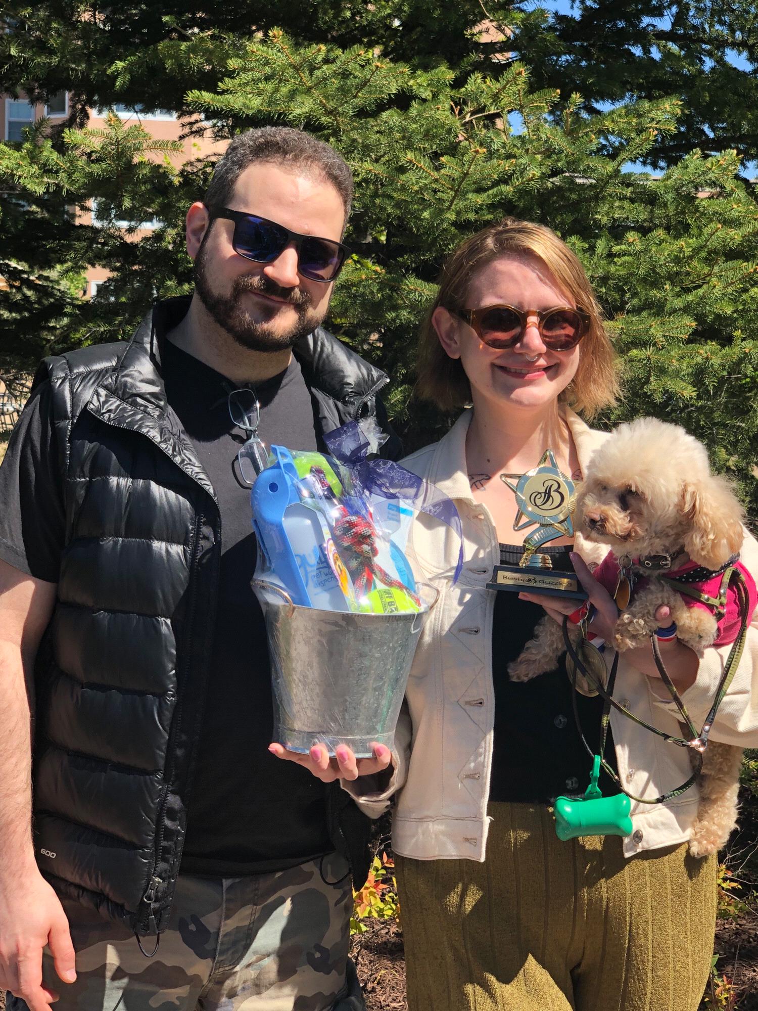 Our fur baby Nikki is a Broadmoor Pet Parade champion! Winner of “Best B Dazzled”. She’s just wondering when she gets the treats in the basket.