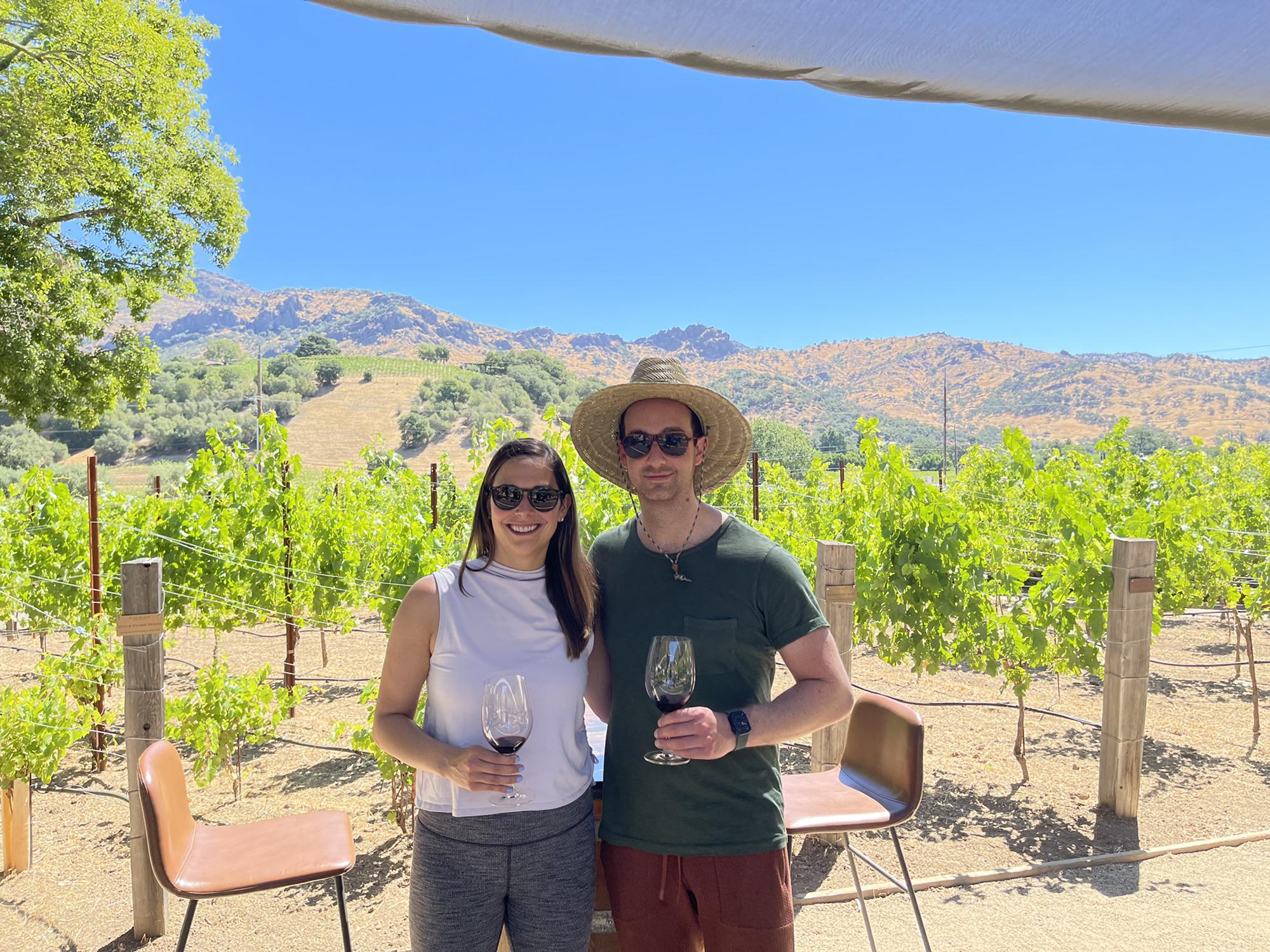 Vineyard hike at Pine Ridge, Napa! Who doesn't like a morning hike with multiple wine tastings and straw hats!