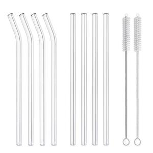 Hiware Reusable Glass Drinking Straws - 10" L x 10 mm W - Smoothie Straws for Milkshakes, Frozen Drinks, Smoothies, Bubble Tea - Environmentally Friendly