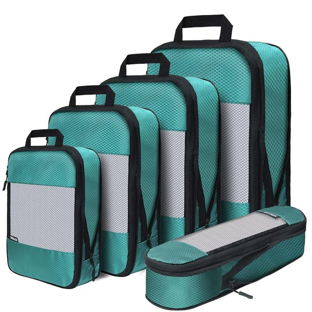 Compression Packing Cubes for Travel,5 Set of Packing Cubes for Suitcases,Compression Packing Cubes for Carry on,Travel Bags Organizer for Luggage,Suitcase Organizer Bags Set for Travel Accessories