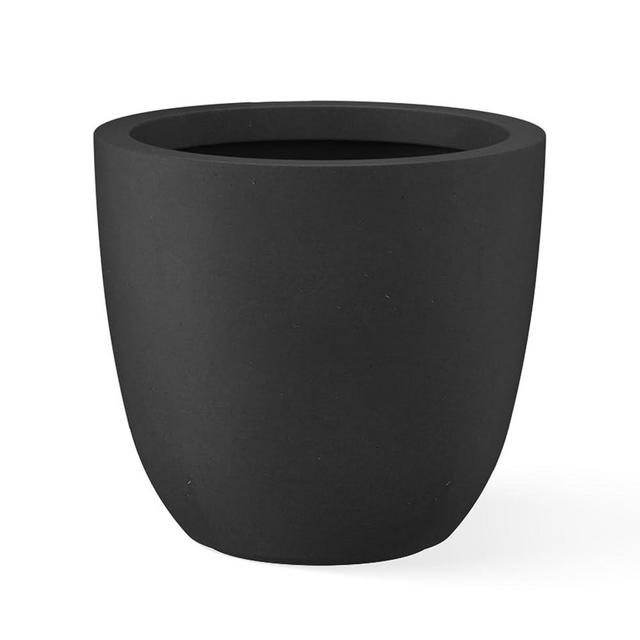 Kante 18 Inch Dia Round Concrete Planter, Indoor Outdoor Large Plant Pot with Drainage Hole and Rubber Plug for Home Patio Garden, Black
