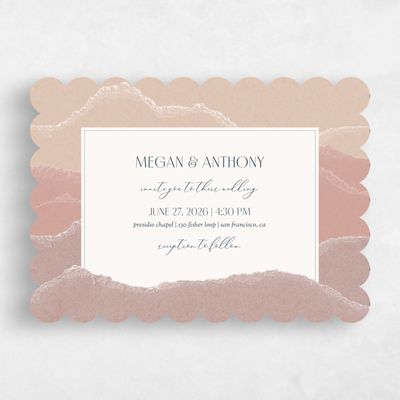 Pink Scalloped Wedding Invitation - Lysander Landscape