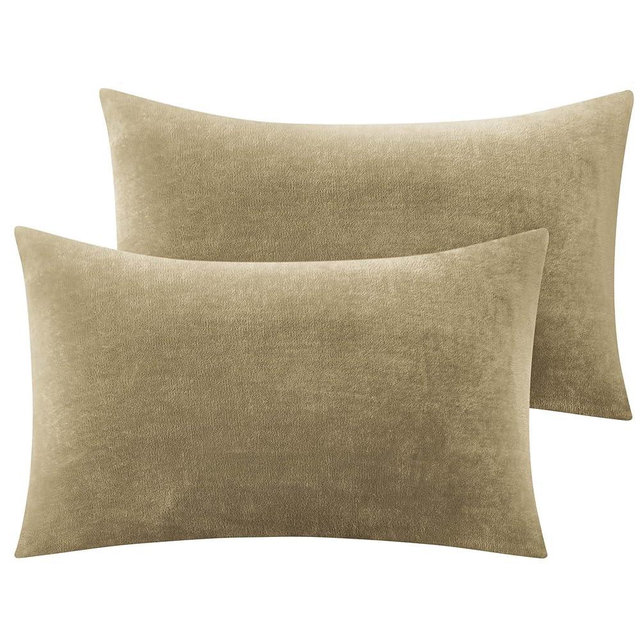 BEDELITE Flannel King Size Pillow Cases Set of 2, Super Soft Fleece Pillowcases with Zipper for Bedroom, Sofa, Couch,Luxury Cozy Fuzzy Velvet Pillow Shams for All Seasons(20x36 Inches,Camel)