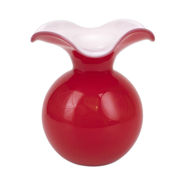 VIETRI Hibiscus Glass Red Medium Vase