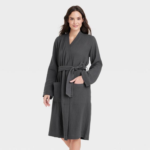 Women's 100% Cotton Gauze Robe - Stars Above™ Charcoal Gray XL/XXL
