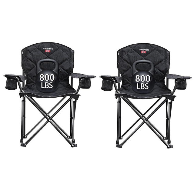 SUNNYFEEL XXL Oversized Camping Chair Heavy Duty 800 LBS for Big Tall People Above 6'4 Padded Portable Folding Sports Lawn Chairs with Armrest Cup Holder & Pocket for Outdoor/Travel/Picnic/Camp