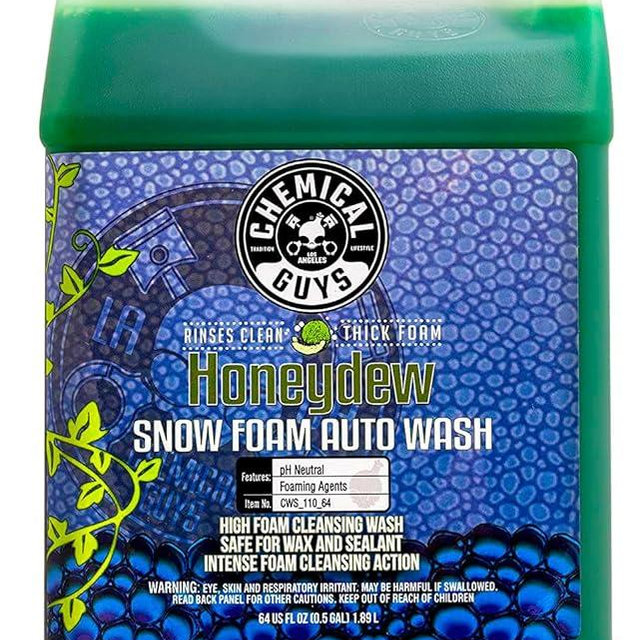 Chemical Guys CWS 110 64 Honeydew Snow Foam Car Wash Soap (Works with Cannons, Foam Guns or Bucket Washes) Safe for Trucks, Motorcycles, RVs & More, 64 fl oz (Half Gallon), Honeydew Scent