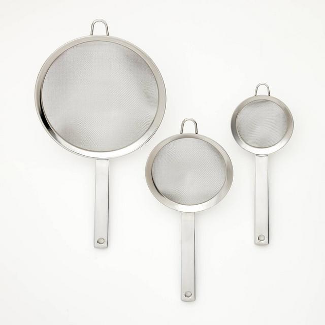 3pc Stainless Steel Mesh Strainer Set Silver - Figmint™