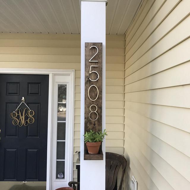 Address Plaque Sign with Planter Shelf |...
