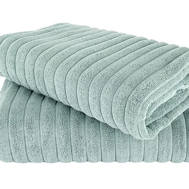 Classic Turkish Towels - Extra Large Premium Cotton Bath Sheet Set - Thick and Absorbent, Ribbed 2-Piece Luxury Bathroom Towels, 40x65 inches, 100% Turkish Cotton (Spa Green)
