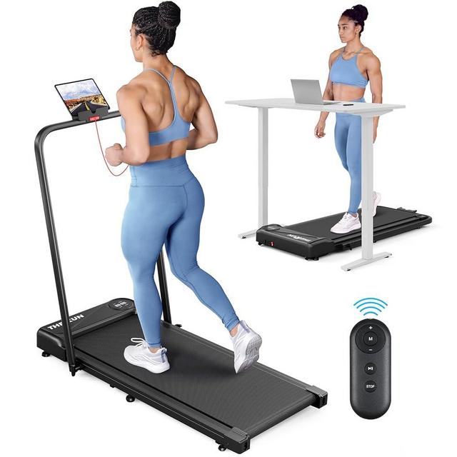 THERUN Walking Pad, 2.5 HP Under Desk, 2 in 1 Foldable for Home, Walking Pad with Handle Bar, 15" Widened Running Belt with Remote Control & LED Touch Screen