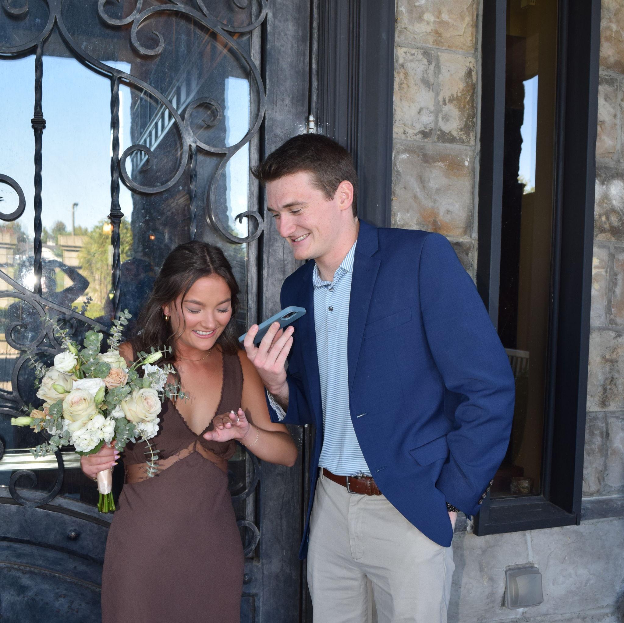 Calling Grandma and Poppy right after our engagement!