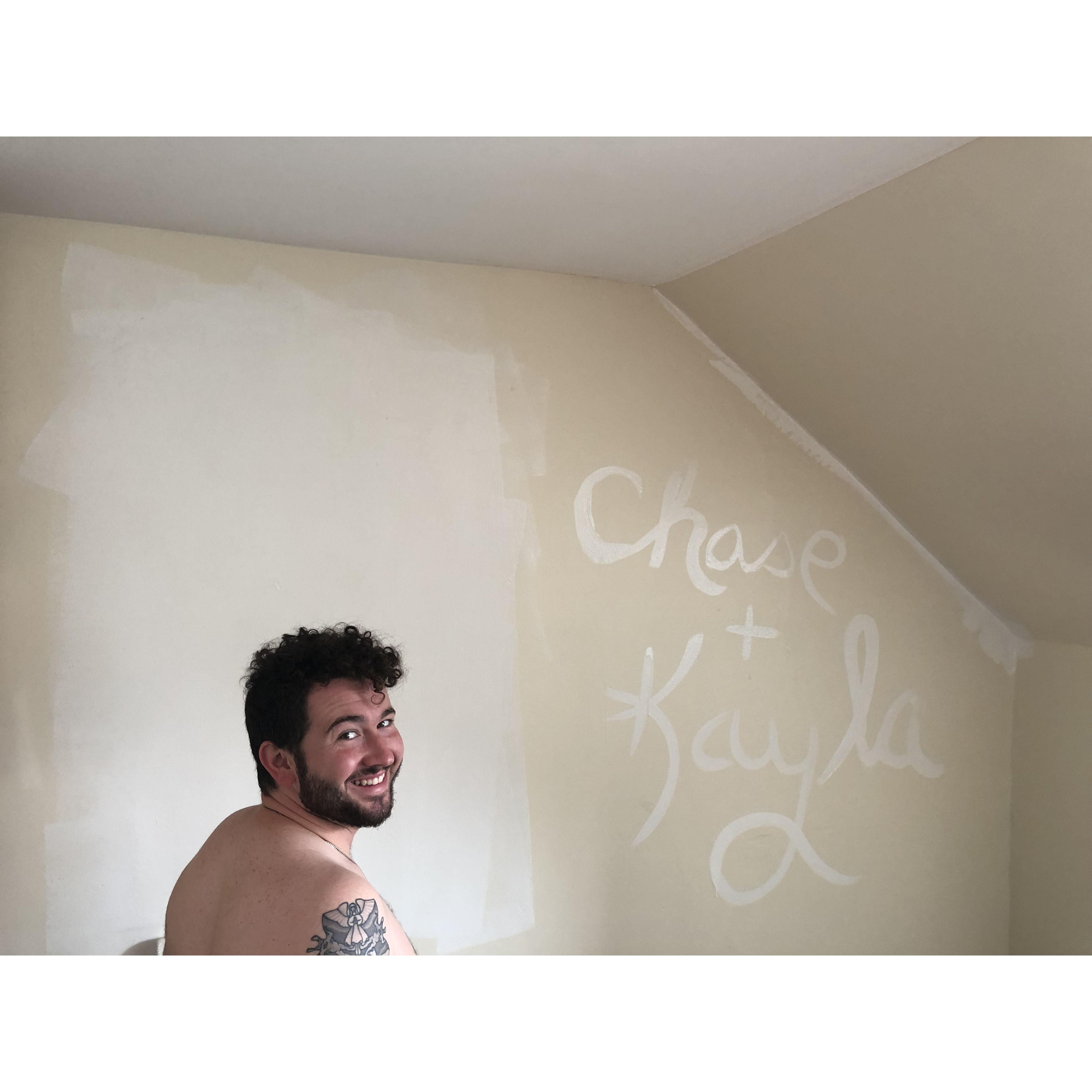 After College, the silliest-of-geese packed their bags and moved to Boston. This is the first wall they painted!