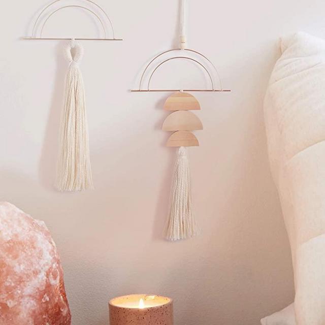 Cute Wall Hanging Macrame Wall Hanging Brass Wall Art Tassel Handmade Home Décor 2 Pcs