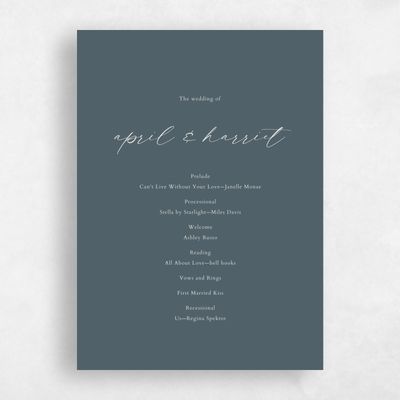 Stormy Teal, Blue Wedding Program - Beaulieu