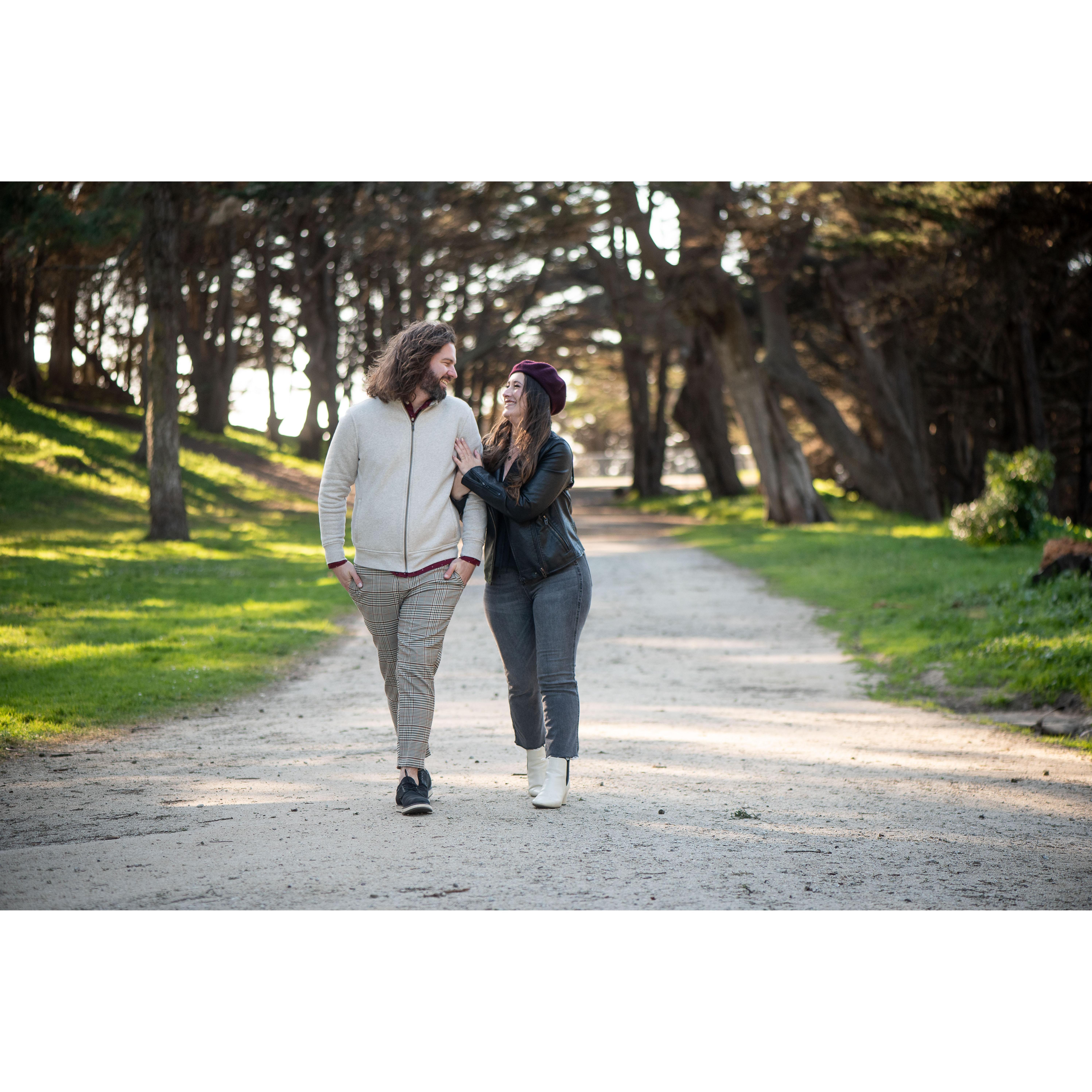 Engagement photos taken at Sutro Heights in San Francisco.