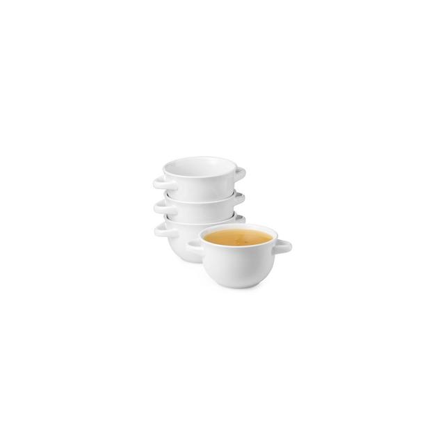 Kook Soup Bowls Crocks with Handles, 18 oz, Set of 4, White