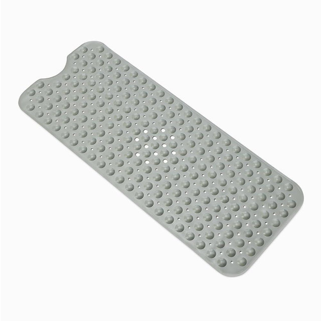 Amazon Basics Non-Slip Bath Mat with Suction Cups for Tub and Shower, 40" x 16", Grey
