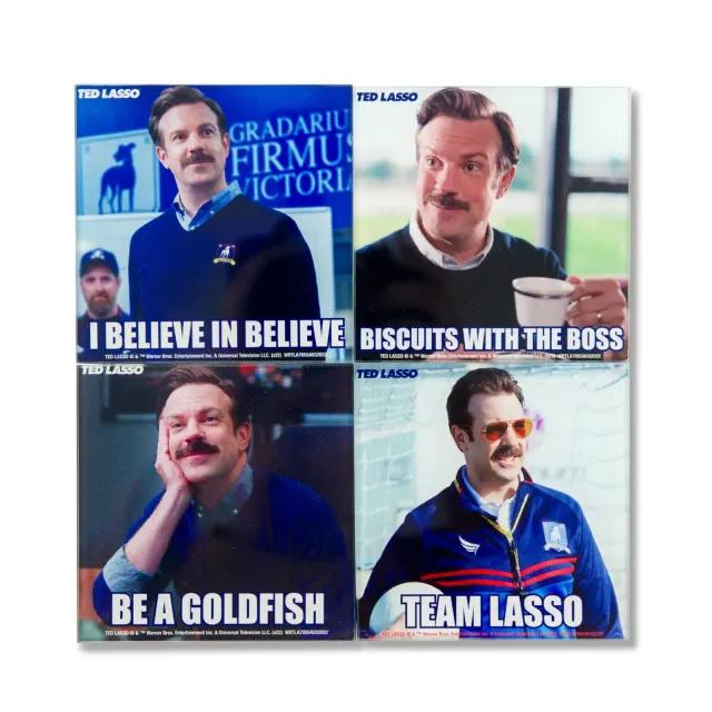 Silver Buffalo Ted Lasso Quotes Glass Coasters | Set of 4
