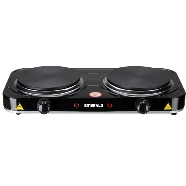 Emerald Compact & Portable, 2000W Electric Double Burner 6.1" Coils Less Plate Stovetop - Black