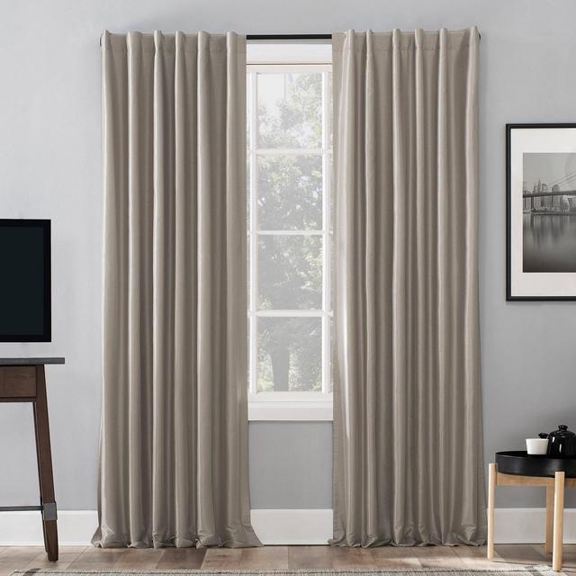 95"x50" Evelina Faux Dupioni Silk Thermal Extreme 100% Blackout Back Tab Curtain Panel Beige - Sun Zero