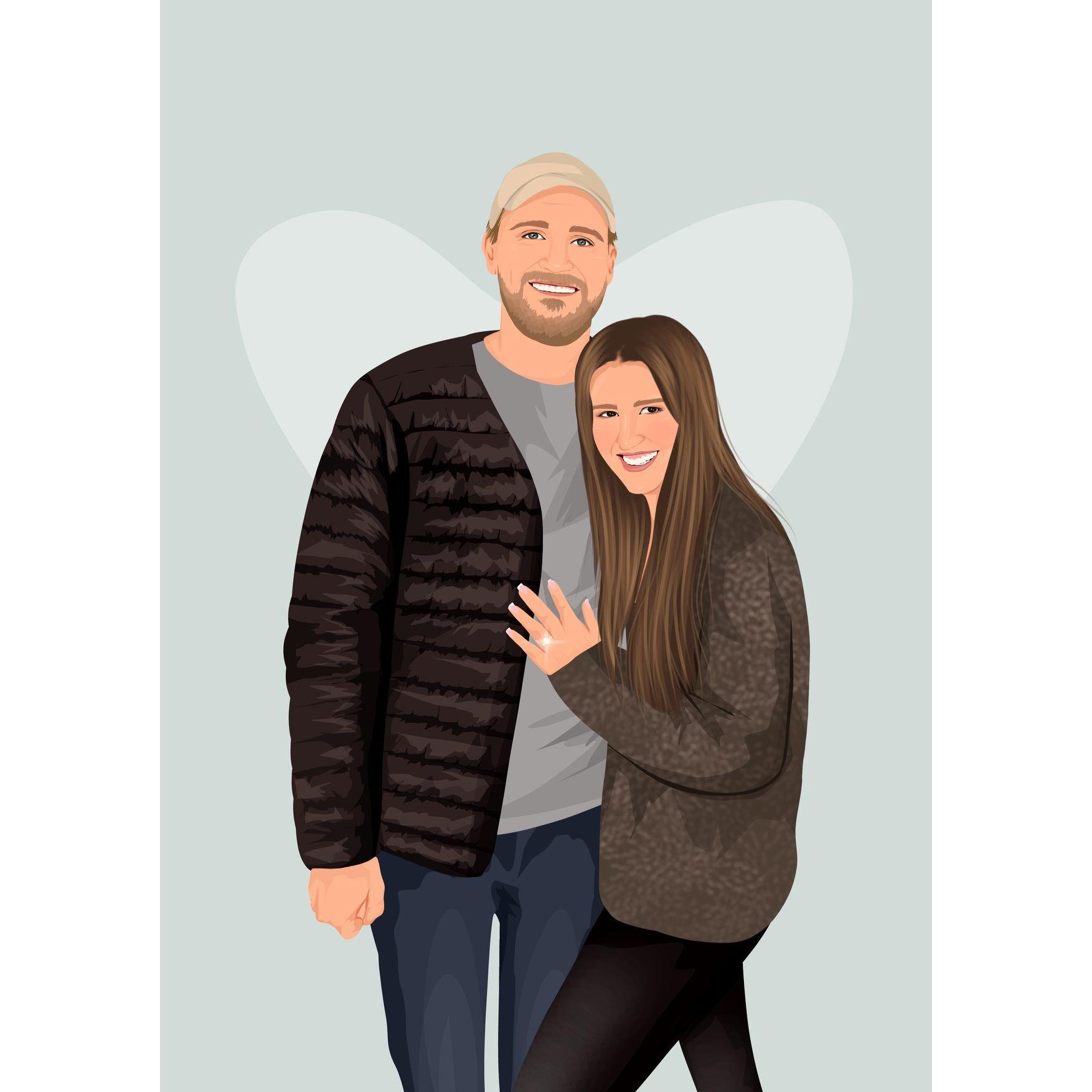 Our engagement photo turned into a cartoon of us!
