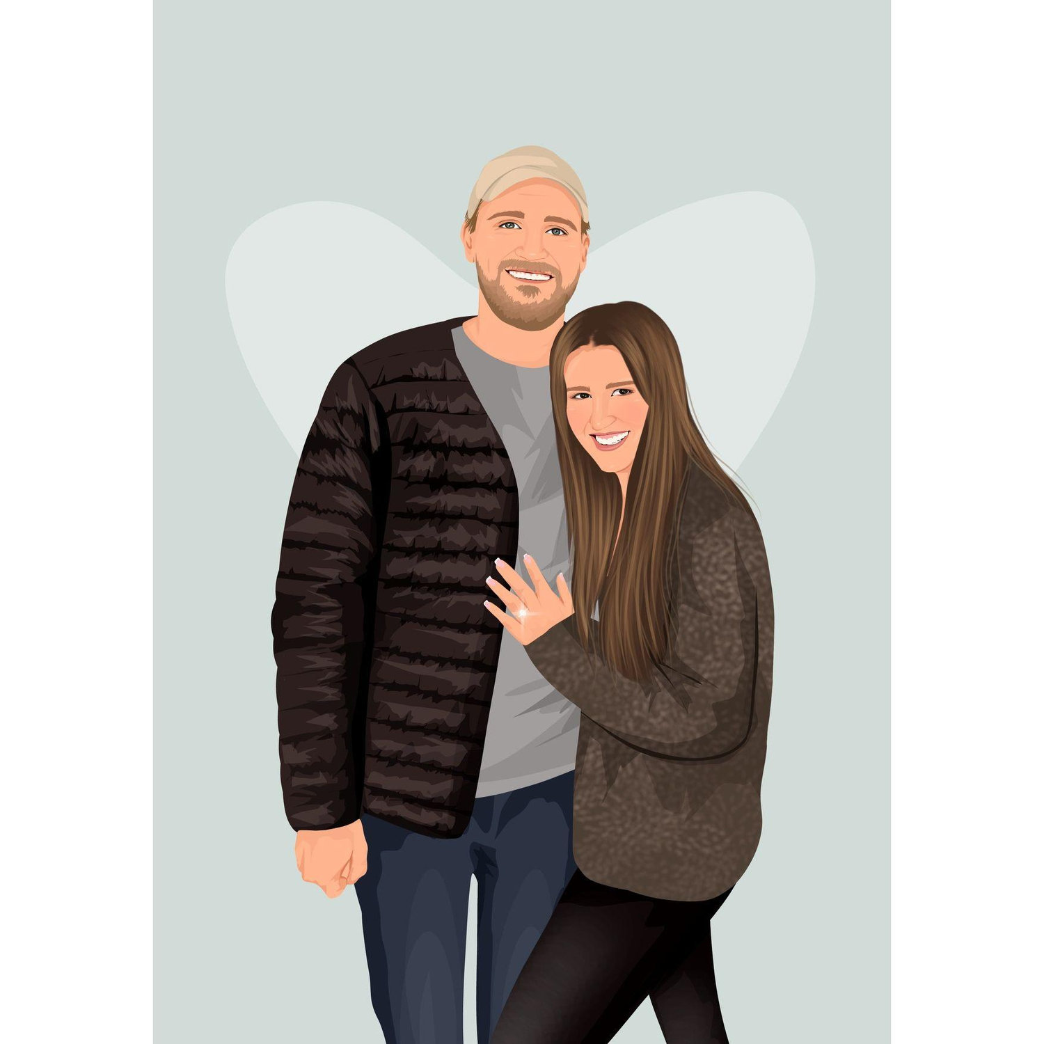 Our engagement photo turned into a cartoon of us!