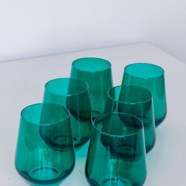 Estelle Colored Wine Stemless - Set of 6 {Emerald Green}