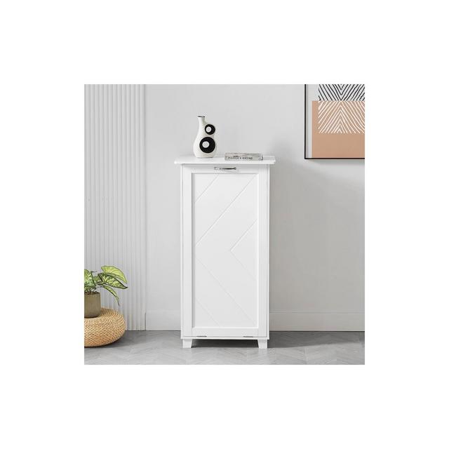 VECELO Kitchen Trash Bin Cabinet Tilt Out Storage Holder Wooden Garbage Recycling Cabinet White