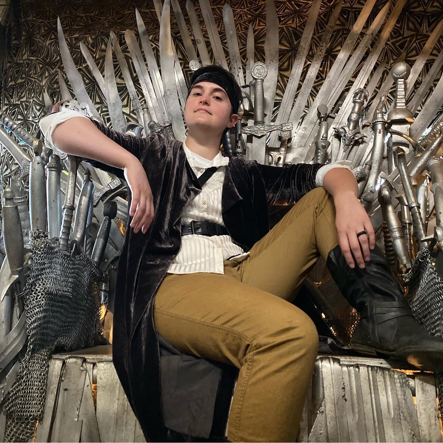 Benny as a pirate on the iron throne