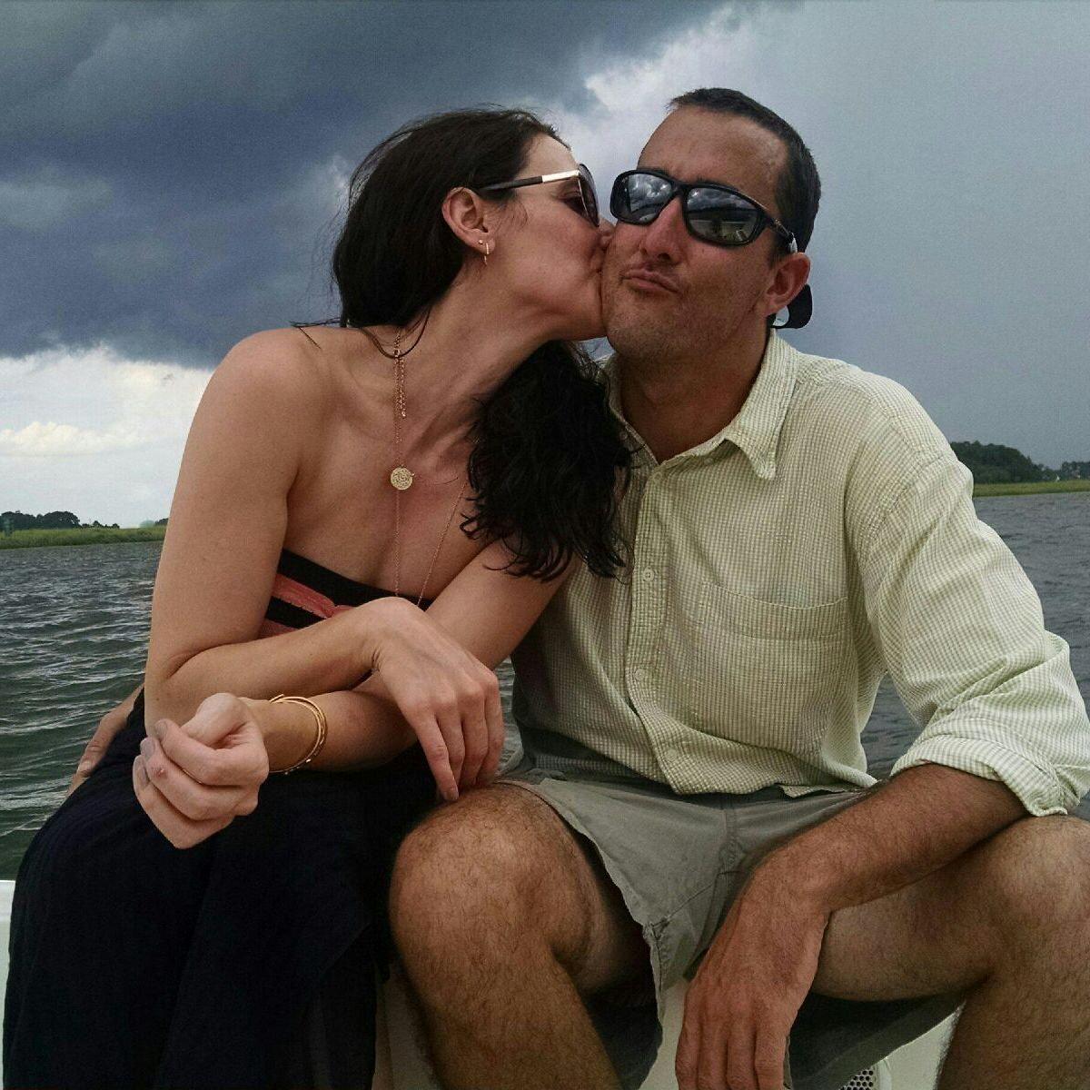 Randy and Heather's first boat kiss and her first time on his Mako.
