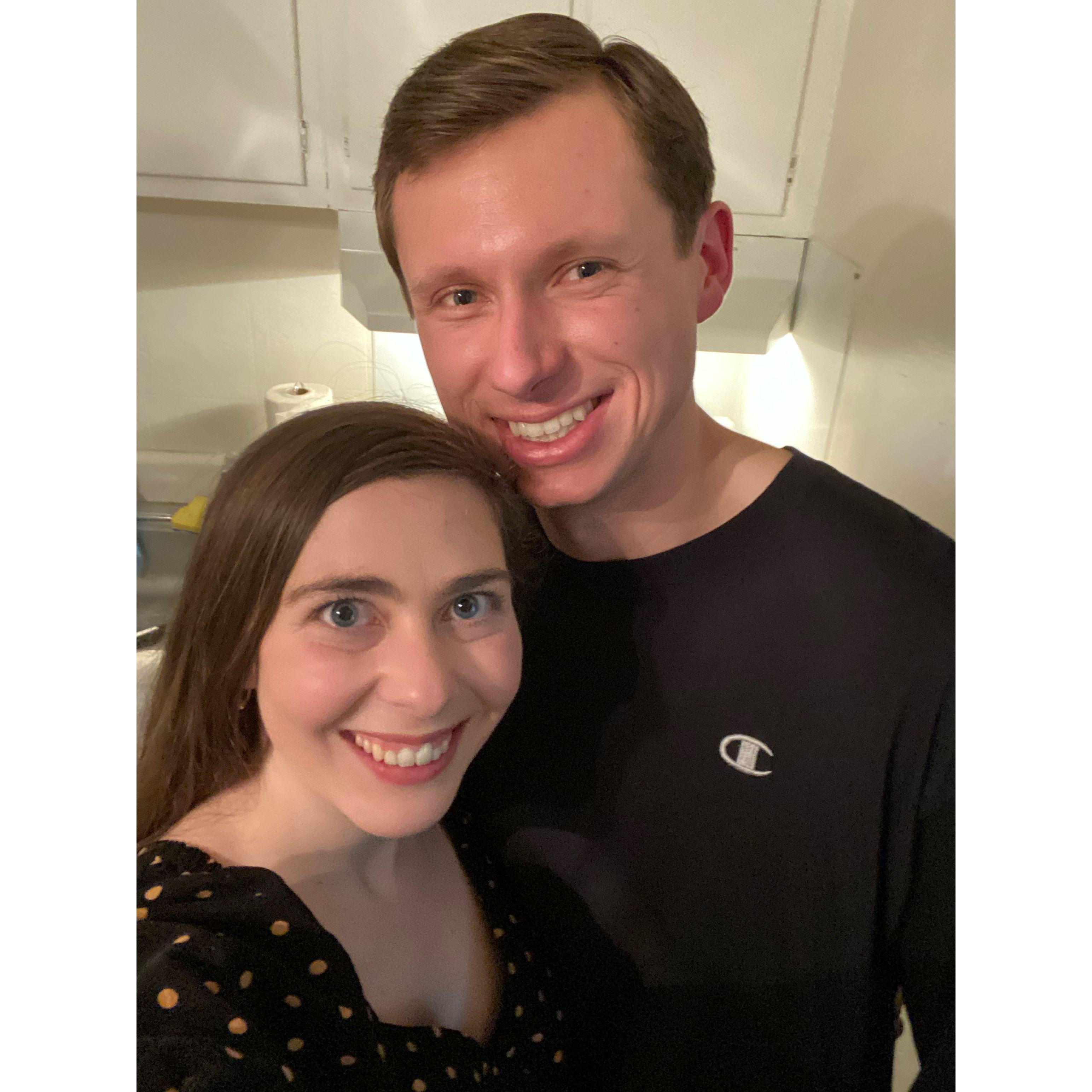 Their very first picture was taken on their second date.  Daniel invited Brittany over for a spaghetti and meatball dinner.