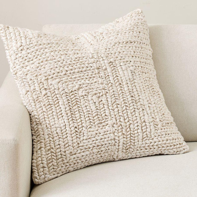 Braided Jute Pillow Cover, 22", Ivory
