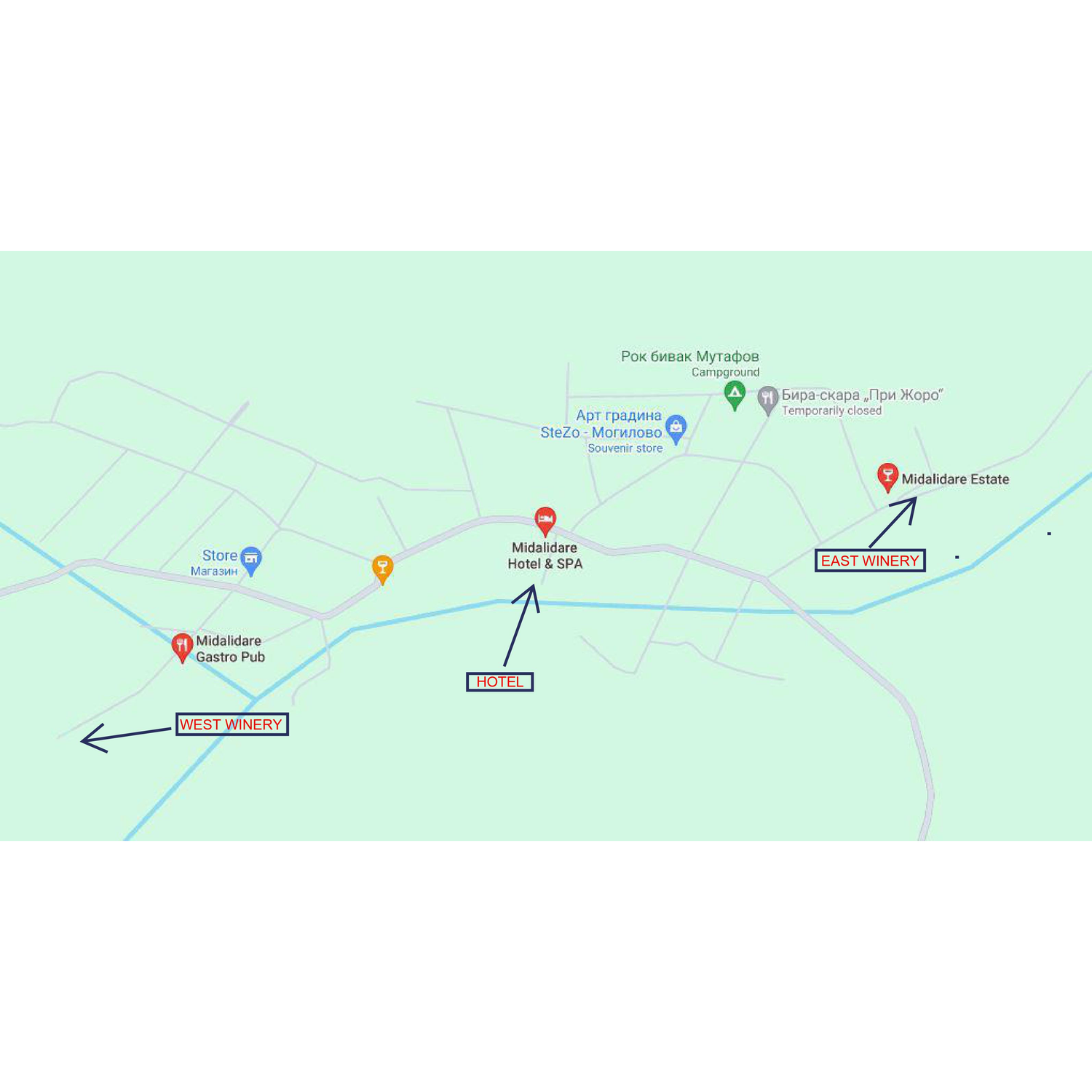 Map of the wedding locations