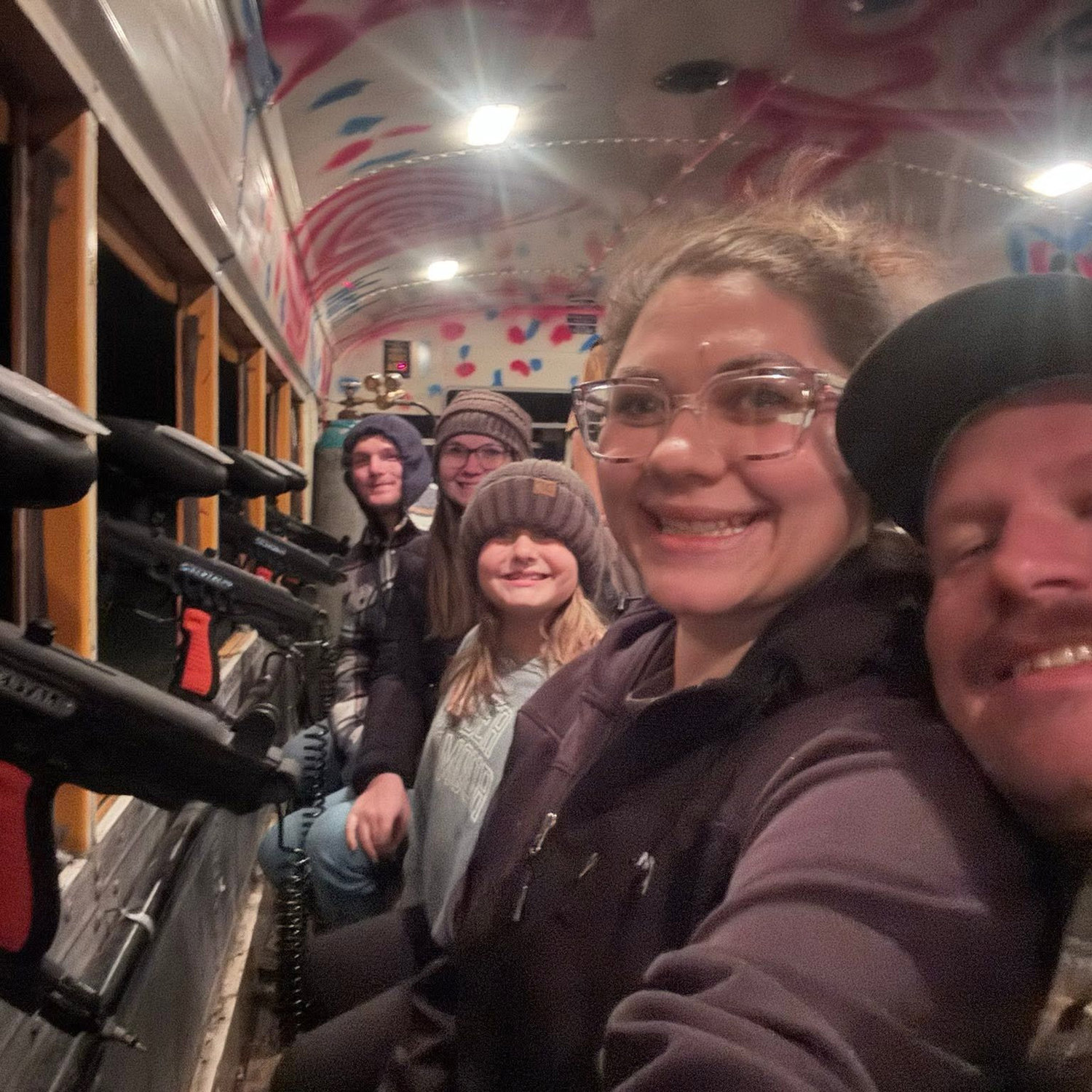 On the bus to shoot the zombies