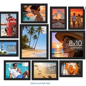 upsimples 10 Pack Picture Frames Collage Wall Decor for Mounting or Tabletop Display, Photo Gallery Frame Set for Family, Multi Sizes Including 8x10, 5x7, 4x6, Black