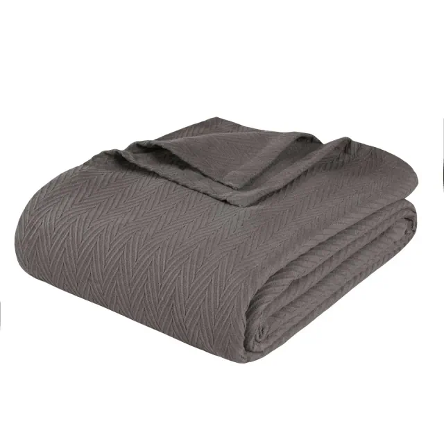 Chevron Zig-Zag Cotton Blanket, Twin, Charcoal - Blue Nile Mills