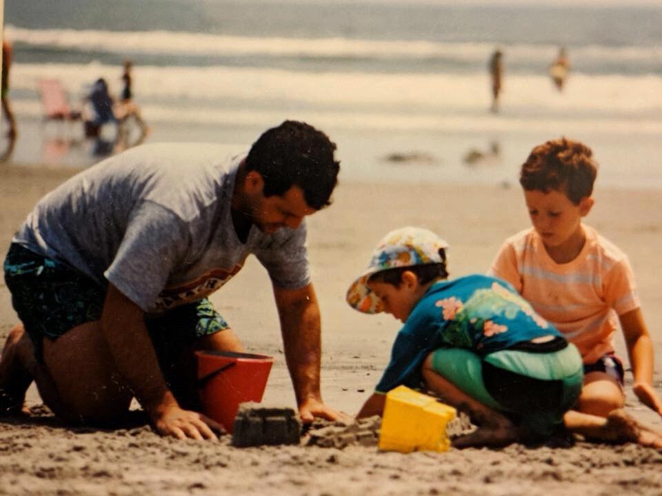Future Groom and Best Man, playing in the sand with Dad ❤️