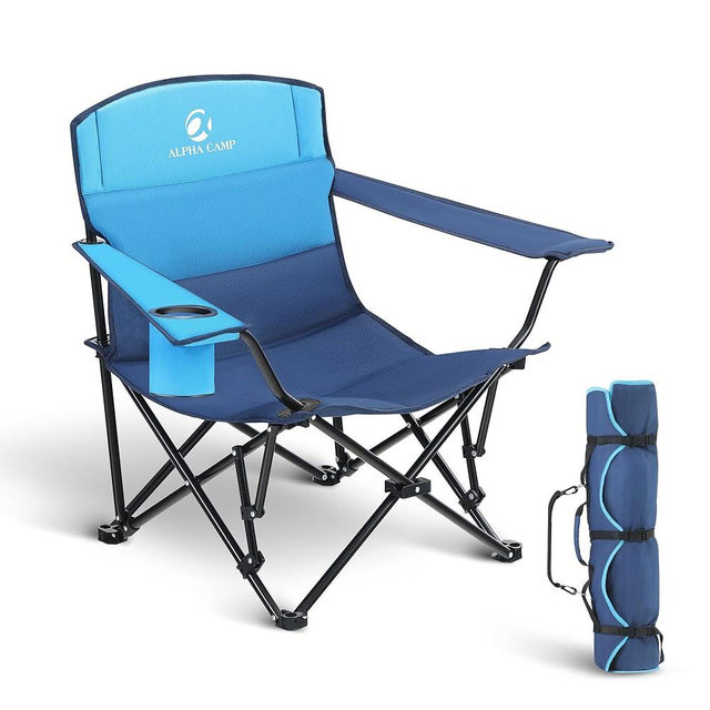 ALPHA CAMP Low Profile Camping Chair Portable Lawn Chairs Folding Support 300 LBS Collapsible Chair