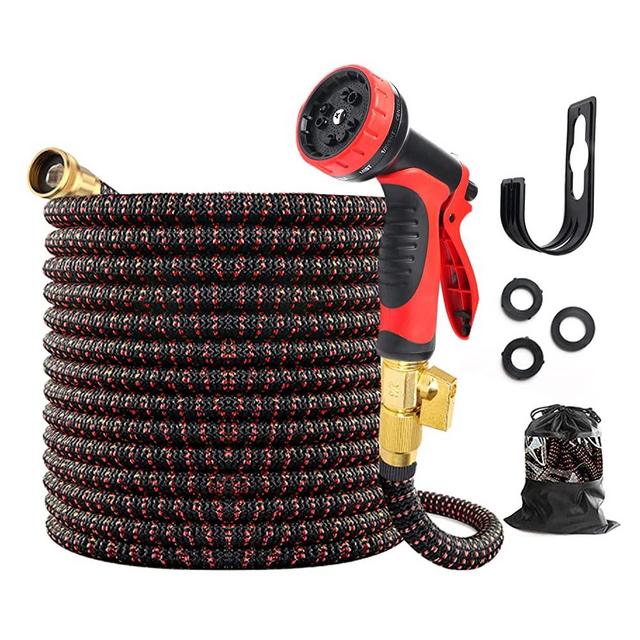 SYEENIFY Garden Hose 50FT , Expandable Hose with 10 Function Nozzle, Flexible Garden Hose with Enhanced Fabric, 3/4 Inch Solid Brass Fittings,Leak Proof & Lightweight Water Hose