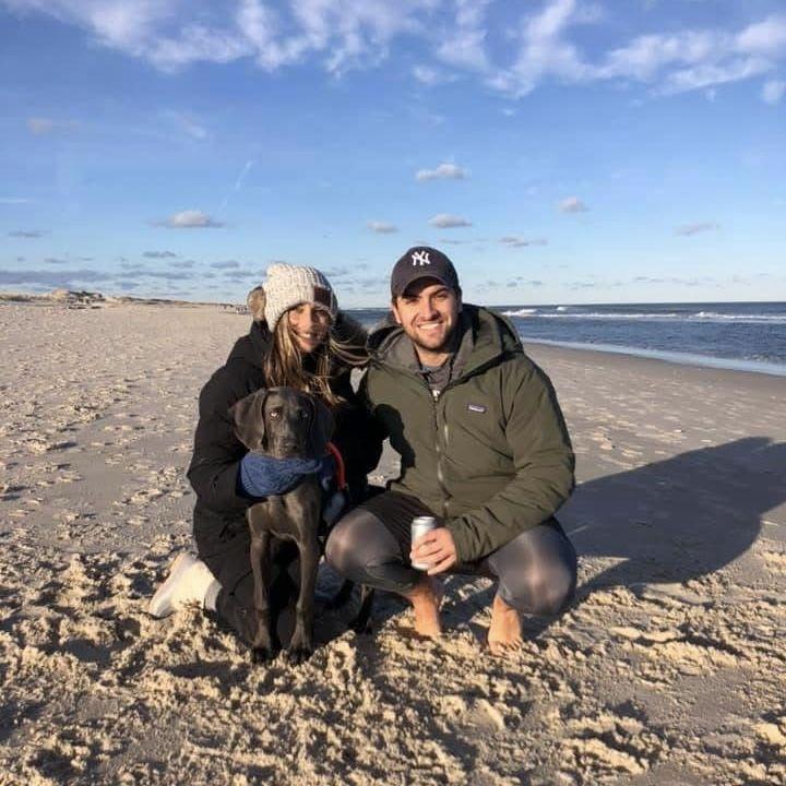 On the beach with our first puppy, Stella! 
January, 2021